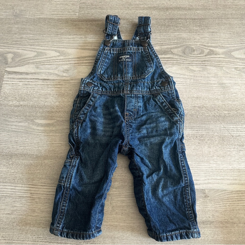 OshKosh B'gosh Lined Classic Blue Denim Overalls 6-9 months